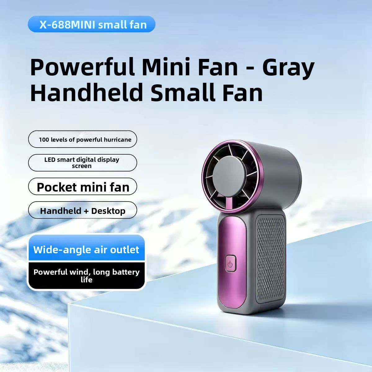 Portable Rechargeable Digital Display Handheld Fan